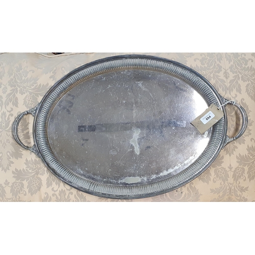 274 - A large Silver plate oval tray of good quality. 66 x 41 cm approx.