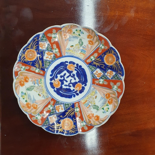 278 - A good early Oriental hand painted Bowl along with a small Charger. D 23.5 x H 10, D 30 cm approx.