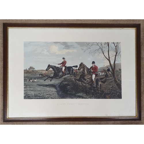 305 - A really good set of four framed coloured hunting Prints after Sheldon Williams. 'A fast 20 minutes,... 