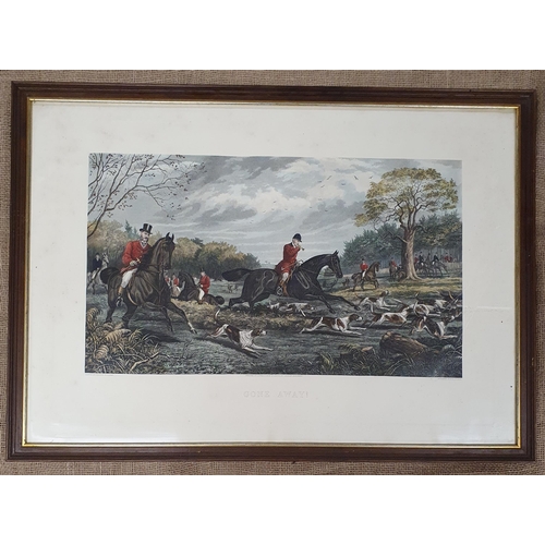 305 - A really good set of four framed coloured hunting Prints after Sheldon Williams. 'A fast 20 minutes,... 