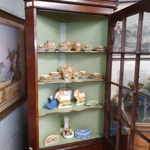 491 - A 20th Century Walnut and veneered Corner Cabinet with painted interior. H 178 cm approx.