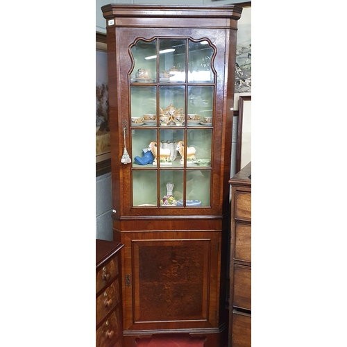 491 - A 20th Century Walnut and veneered Corner Cabinet with painted interior. H 178 cm approx.