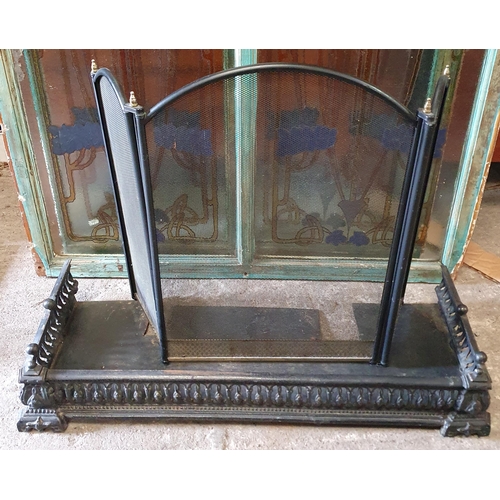 814 - A neat sized Metal Fire Fender along with a Spark Guard. L 90 x D 34 cm approx.