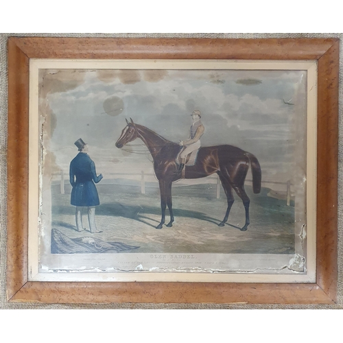 888 - A 19th Century coloured Engraving of Glen Saddel winner of the Metropolitan Stakes along with an ear... 