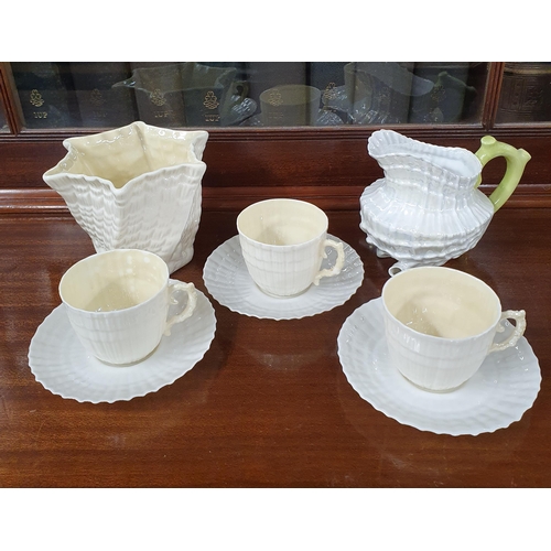 12 - A Gibsons Ceramic Teaset along with a group of green stamp Belleek and other glassware.