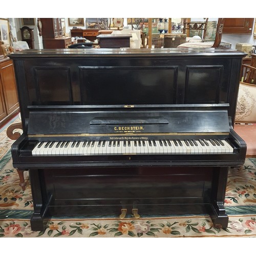 655 - A C Beckstein upright Piano with an ebonised case, This piano was originally owned by Ballyfin House... 