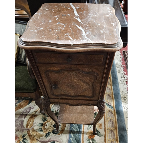 654 - Of Fabulous quality. A 19th Century Rosewood and veneered marble topped side Cabinet on carved suppo... 