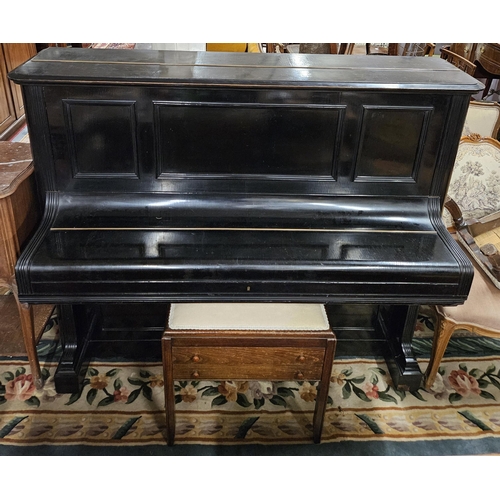 655 - A C Beckstein upright Piano with an ebonised case, This piano was originally owned by Ballyfin House... 