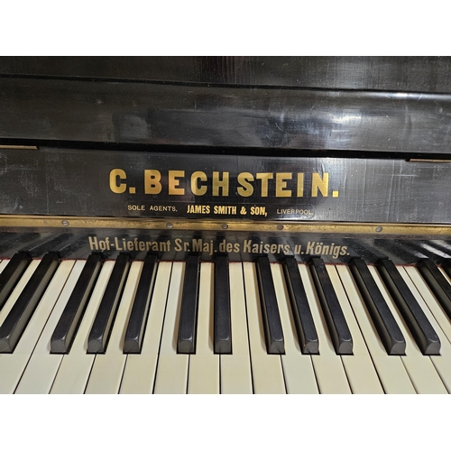 655 - A C Beckstein upright Piano with an ebonised case, This piano was originally owned by Ballyfin House... 