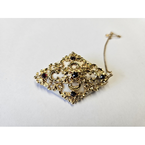 665 - A lovely bar Broach, possibly Gold along with a pair of Silver Earrings and a Gold coloured Broach s... 