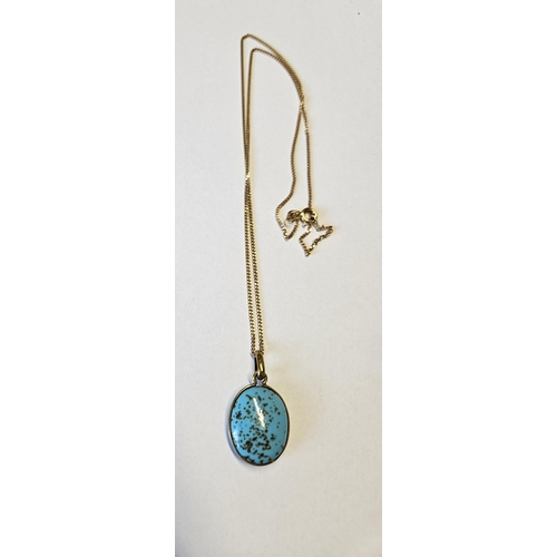 668 - A lovely Blue stone Pendant with a 9ct Gold heavy chain, chain weight 2.5 gms approx.