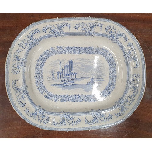 505 - A quantity of blue and white ground Meat Platters. Some Spode.