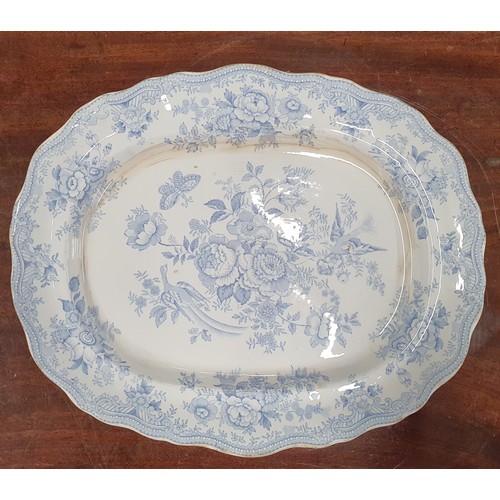 505 - A quantity of blue and white ground Meat Platters. Some Spode.