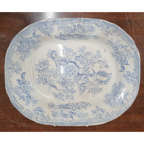 505 - A quantity of blue and white ground Meat Platters. Some Spode.