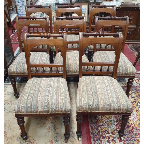 507 - A lovely set of eight late 19th early 20th Century Dining Chairs in the Arts and Crafts movement wit... 