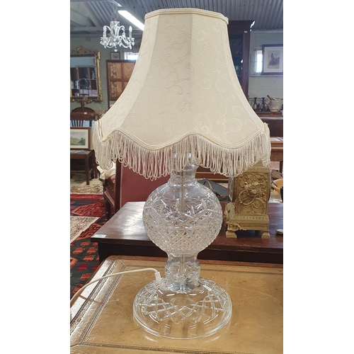 691 - A very large Galway Crystal table Lamp with shade. H 50 cm approx.