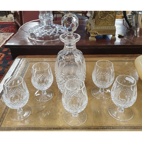 698 - A Waterford Crystal Colleen pattern Decanter along with a set of five Colleen pattern brandy balloon... 