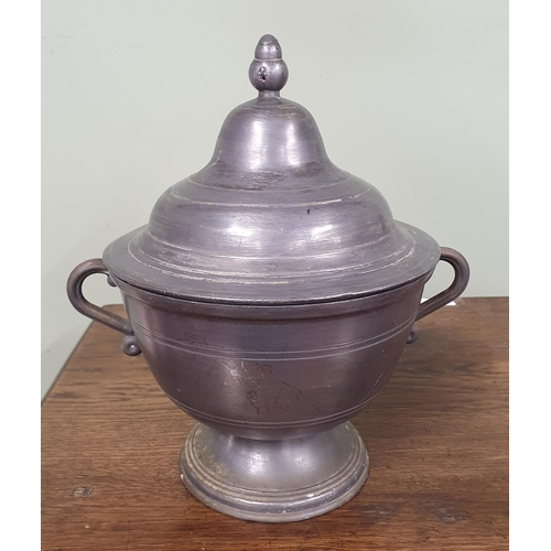 705 - A large 19th Century Pewter lidded centre Bowl.
H 28 x D 20 cm approx.