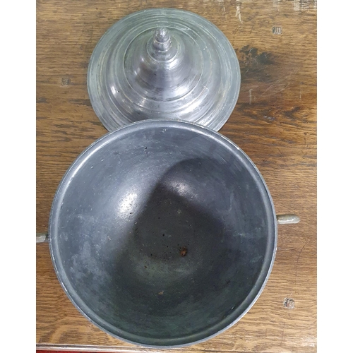 705 - A large 19th Century Pewter lidded centre Bowl.
H 28 x D 20 cm approx.