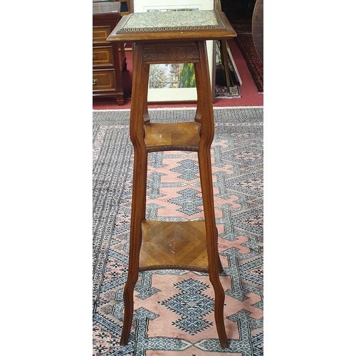 716 - A lovely early 20th Century Walnut plant Stand in the Art Nouveau period with marble top.
H 109 x W ... 