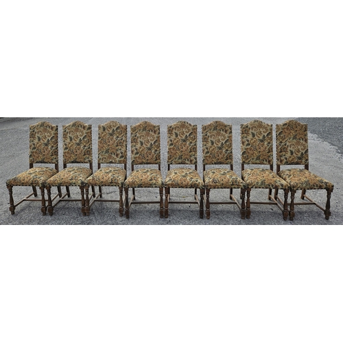 756 - A set of eight late 19th early 20th Century upholstered Dining Chairs. 
BHY 112 x SH 50 x W 49 x D 4... 