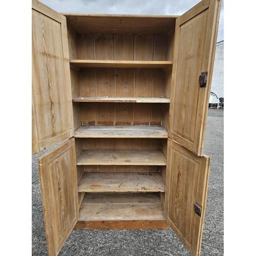 758 - A good 19th Century Pine two door linen/food Cupboard. H 206 x W 102 x D 46 cm approx.