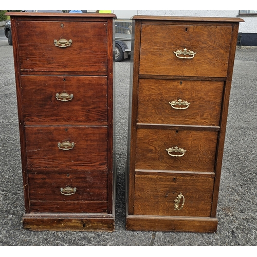 759 - Two vintage Pine and Oak filing Cabinets.
H 134 x W 58 x D 60 cm approx.