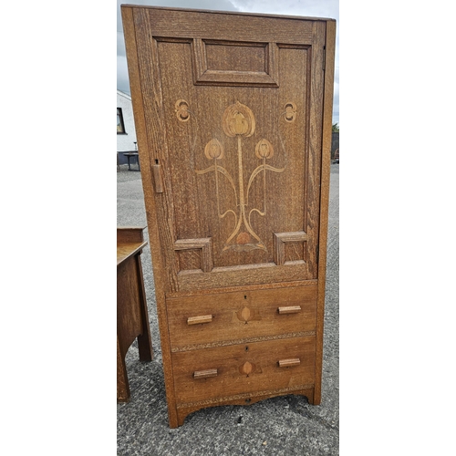 760 - A period Art Nouveau Bedroom Suite consisting of a single door wardrobe, locker, single bed, end of ... 