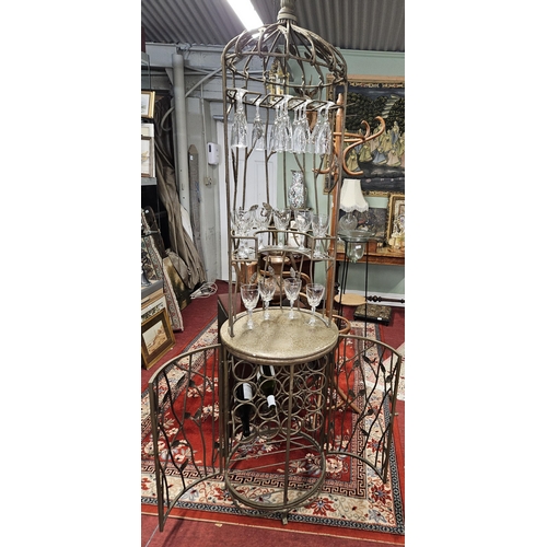 762 - A very unusual Metal Drinks Cabinet the open top supporting a twin door base.
H 202 x D 51 cm approx... 