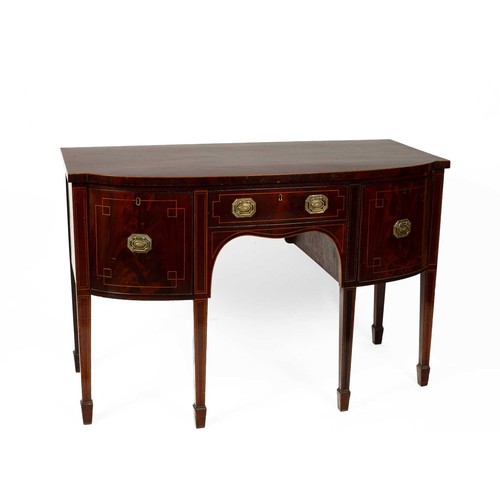 83 - A 19th Century Mahogany bow fronted Sideboard with boxwood string inlay on square tapered supports. ... 