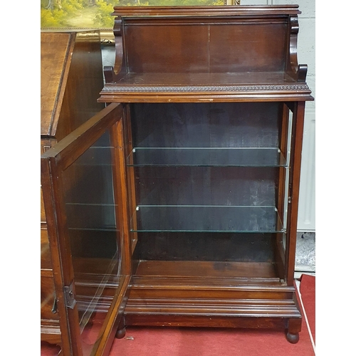 776 - An Edwardian Mahogany single door miniature display cabinet with gallery back.
H 118 x W 66 x D 31 c... 