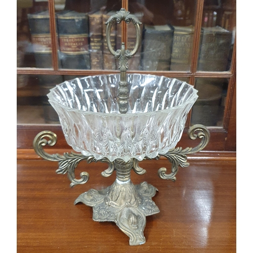 780 - A 20th Century Brass and Glass centre/bon bon Dish. H 30 x D 21 cm approx.