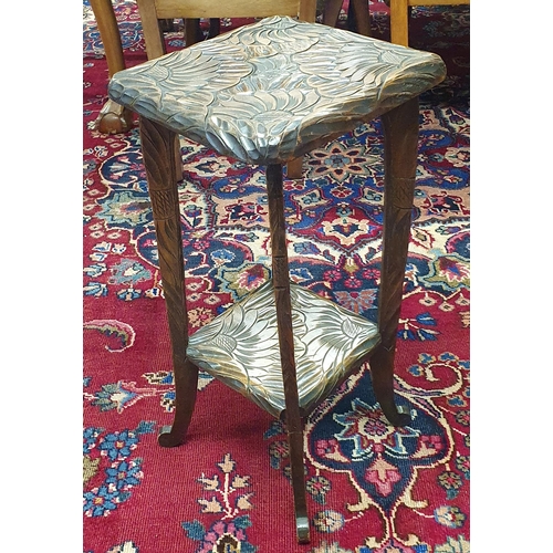 782 - A Reproduction circular coffee Table along with a highly carved square Table. H 49 x D 58 cm approx.