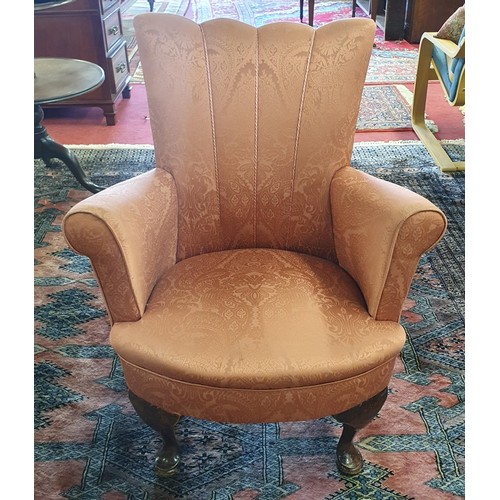 793 - A pair of 1950's retro Armchairs with fan shaped backs. BH 85 x SH 34 x W 72 x D 66 cm approx.