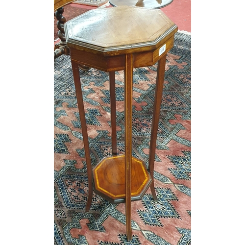 766 - An Edwardian Mahogany and inlaid plant Stand on square tapered supports. H 96 x D 33 cm approx.