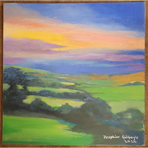 791 - Josephine Guilfoyle. A 20th Century Oil on Canvas of a landscape scene, signed LR. H 60 x W 60 cm ap... 