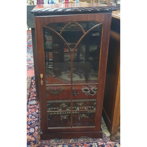 819 - A modern Mahogany and veneered single door Music Cabinet along with a Whatnot.
H 102 x W 49 x D 46 c... 