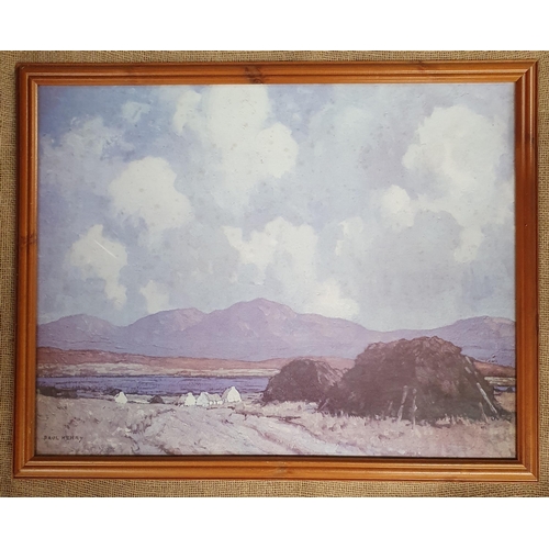 800A - A Group of original Watercolours and Oil painting to include    a large Paul Henry print of Connemar... 