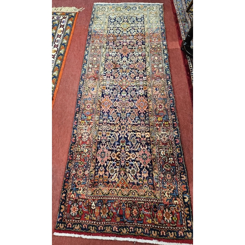 744A - A deep ground woven Iranian Runner with an all over traditional design from the Hamadan region of Ir... 