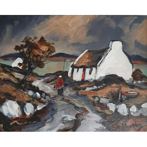 941 - Patrick Murphy (Irish). The Road Home. An Oil on Board signed LR with total frame size 40 x 35 cm ap... 