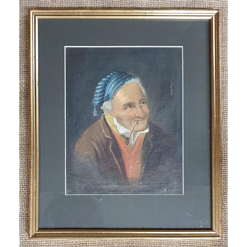 2 - Two 19th Century Oils on Canvas laid on board of an elderly Woman and Man. No apparent signature. H ... 