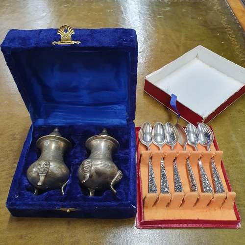 35 - A good quantity of Brass and Copperware to include Copper saucepans, two silver plated candlesticks,... 