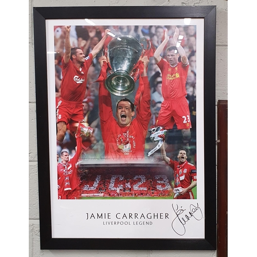 59 - A signed Jamie Carragher  'A Liverpool Legend' Collage coloured Print bears signature LR. 91 x 67 cm... 