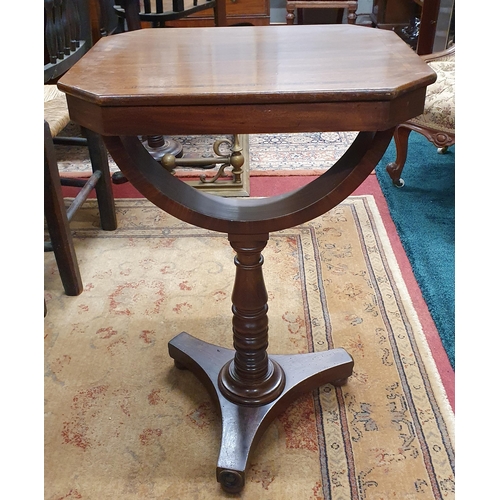 63 - A lovely 19th Century Mahogany and Inlaid Work Table on turned support and platform base with canted... 