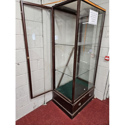 67 - A large 19th Century tall display Cabinet with single door. 95 x 62 x H 215 cm approx.