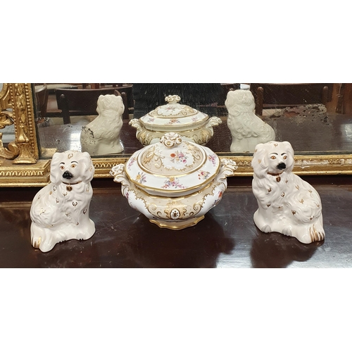 85 - A pair of 19th Century Royal Doulton Staffordshire Dogs along with a 19th Century lidded centre dish... 