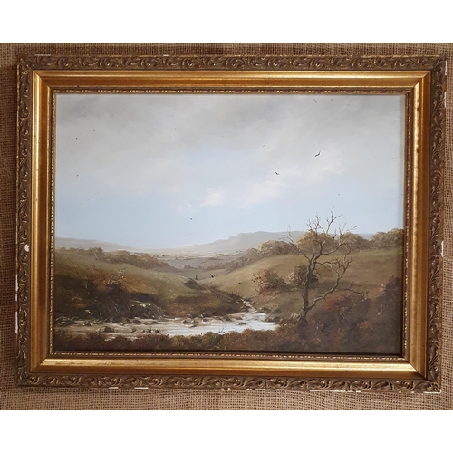 142 - J Whitton, a 20th Century Oil on Board of a river scene with birds in full flight, monogramed LR. 37... 