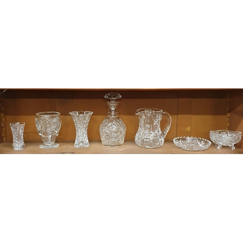 153 - A good quantity of Crystal on one shelf to include jugs etc.