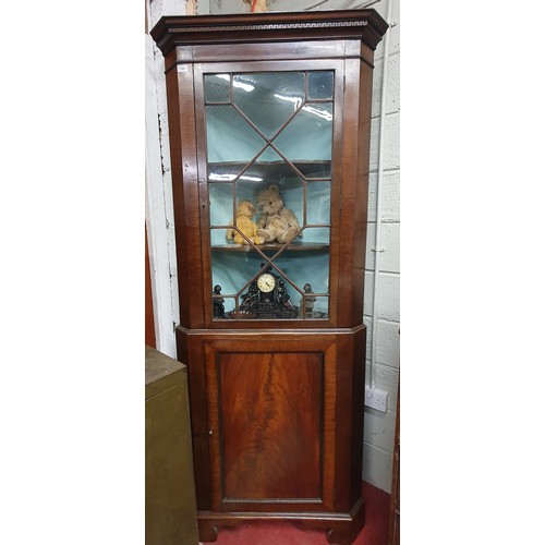 193 - A 19th Century Mahogany Corner Unit with astragal glazed upper and panelled base. 87 x 47 x H 209 cm... 