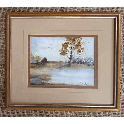 200 - G MacKriel. A 20th Century Watercolour of a lake scene. 13 x 17 cm approx.